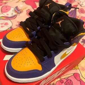 JORDAN 1 MID GS 'LAKERS' little kids